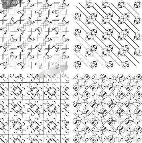 Image of Set of monochrome geometric seamless patterns, backgrounds collection