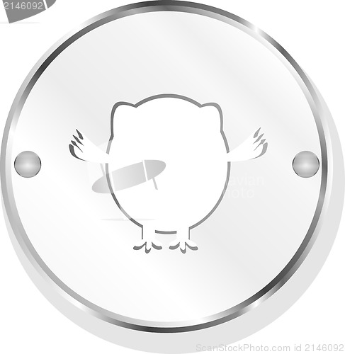 Image of Owl icon, chrome metallic button