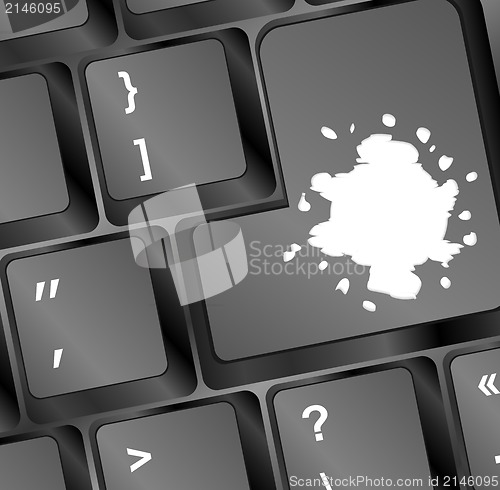 Image of Computer keyboard with blots on enter key