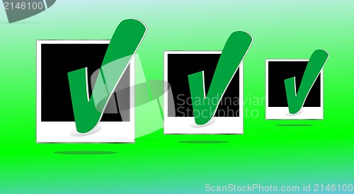 Image of photo frame set with green check marks