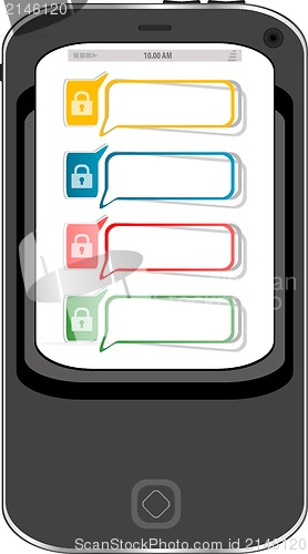 Image of Safely concept: cellphone with lock set