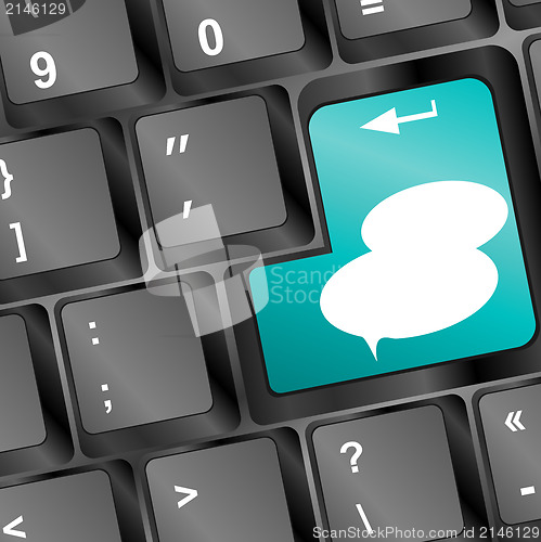 Image of Social media key with speech bubble sign on the keyboard