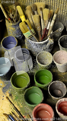 Image of Paitbrushes and colors