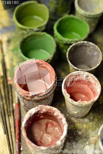 Image of Paitbrushes and colors