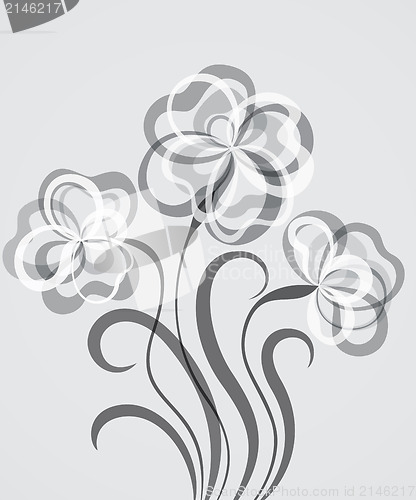 Image of Grayscale EPS10 background with abstract flowers