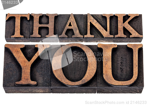 Image of thank you  in wood type