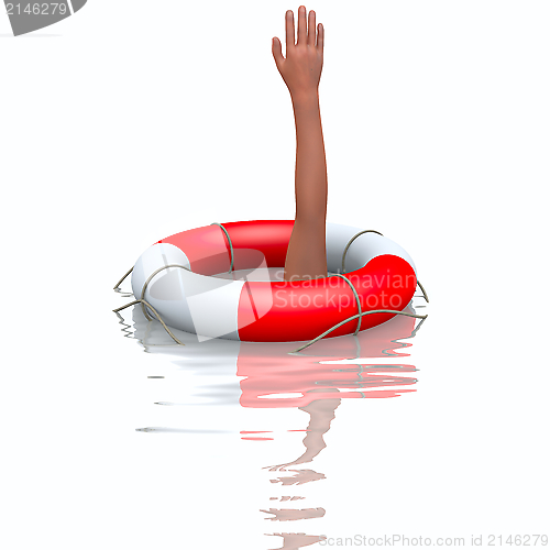 Image of Rescue buoy and drowning hands