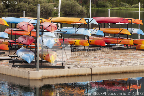 Image of kayaks on a dock