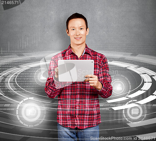 Image of Asian Man With Touch Pad