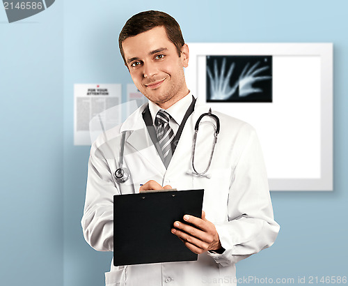 Image of Doctor Man With Clipboard