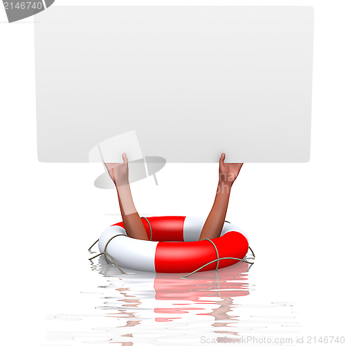 Image of Blank card in drowning hands