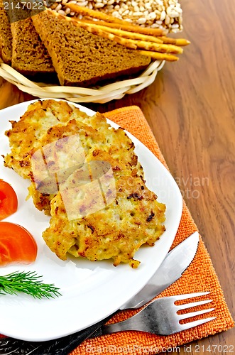 Image of Fritters chicken with bread on the board