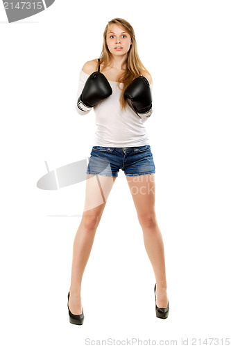 Image of Young leggy woman