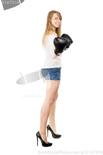 Image of Leggy blond woman