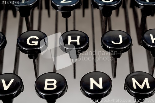 Image of detail of keys on retro typewriter