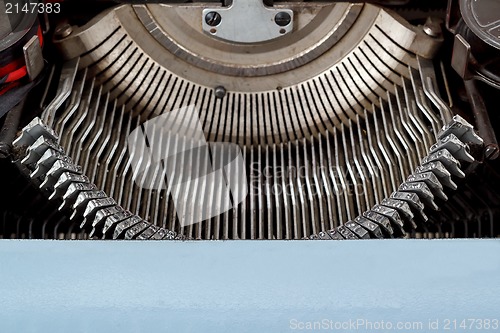 Image of retro typewriter close up keys mechanism