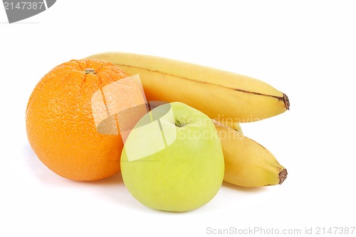 Image of fresh diet fruit, apple, orange and banana