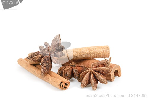 Image of Star Anise and cinnamon isolated on white 