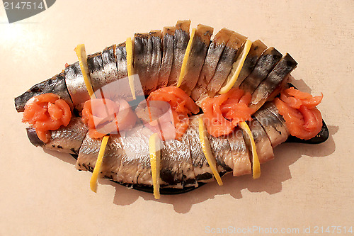 Image of Dish with mackerel of cold smoking and lemon