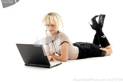 Image of relaxed office lady with laptop