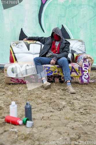 Image of Hooded grafitti painter