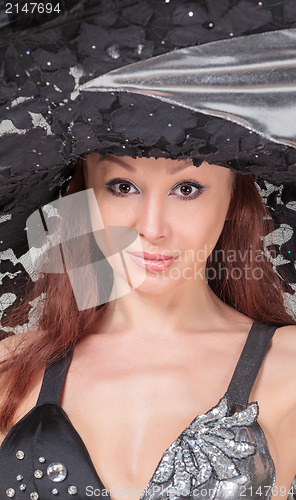 Image of Portrait of Beautiful Lady in a Lace Hat