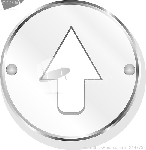 Image of metal icon with arrow on white background