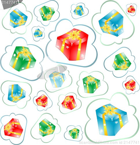 Image of Seamless pattern with gift boxes - holiday concept