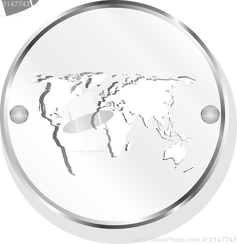 Image of metal button with world map