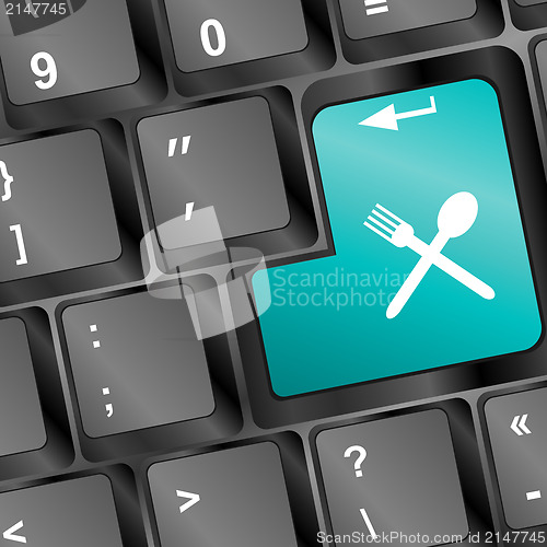 Image of Utensil Icon on Computer Keyboard Original Illustration