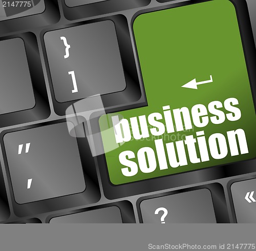 Image of Computer keyboard with business solution key. business concept