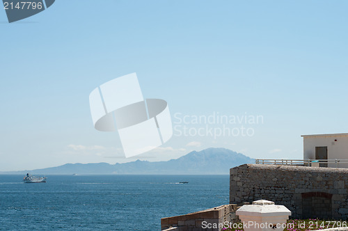 Image of Beautiful sea landscape with building