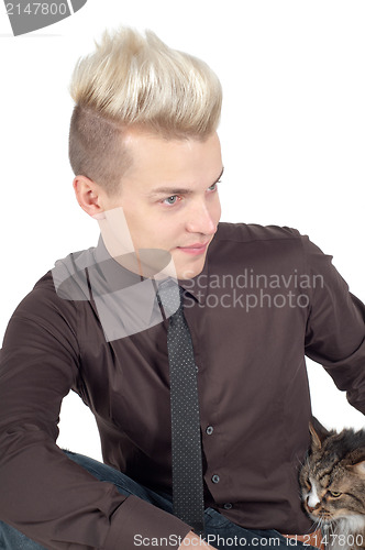 Image of Portrait of handsome man in brown shirt