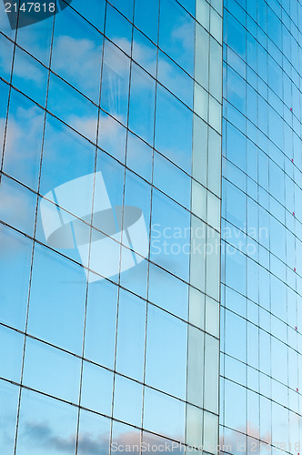 Image of Office building and sky reflection
