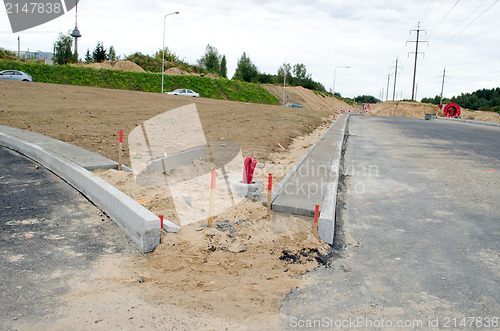 Image of road construction site car roundabout wire 