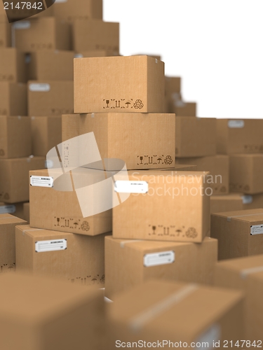 Image of Stacks of Cardboard Boxes.