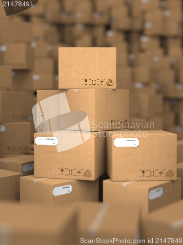 Image of Stacks of Cardboard Boxes.