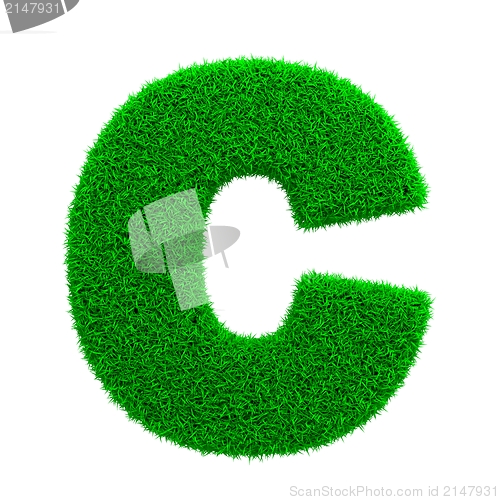 Image of Grass Letter Isolated on White.