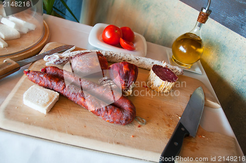 Image of Sausages on a cutting board