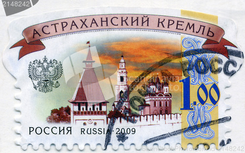 Image of RUSSIA- CIRCA 2009: A stamp printed in Russia shows Kremlin in A