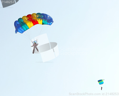 Image of Parachutist Jumper in the helmet after the jump