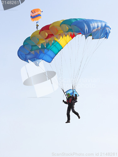 Image of Parachutist Jumper in the helmet after the jump