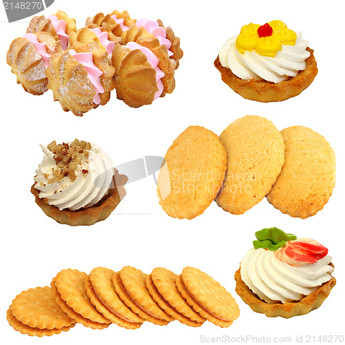 Image of Set of cookies of the various form on a white background