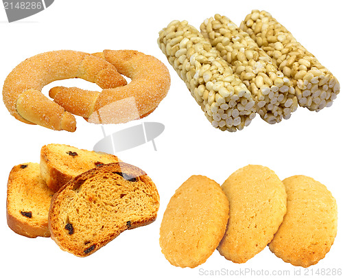 Image of Set of cookies of the various form on a white background