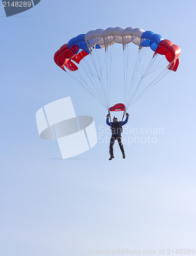 Image of Parachutist Jumper in the helmet after the jump