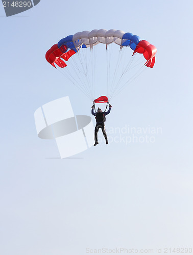 Image of Parachutist Jumper in the helmet after the jump