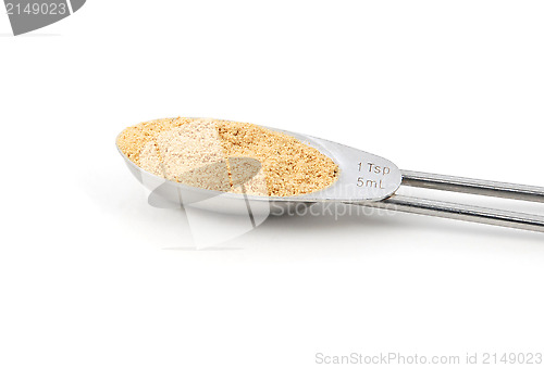 Image of Ground ginger measured in a metal teaspoon