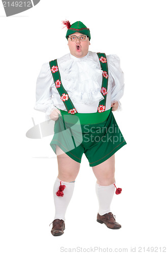 Image of Funny fat man wearing German Bavarian clothes