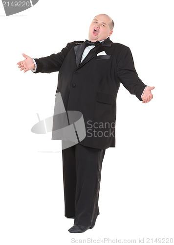 Image of Very overweight cheerful businessman