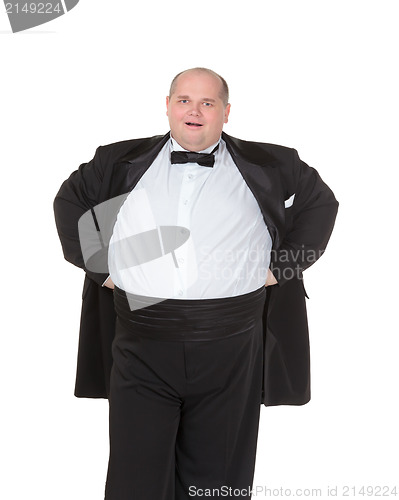 Image of Very overweight cheerful businessman